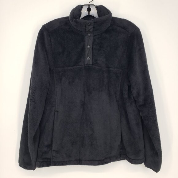 3/$25 Lands' End Quarter Snap Fleece Pullover Top M Sweatshirt Fuzzy Black - Picture 1 of 9